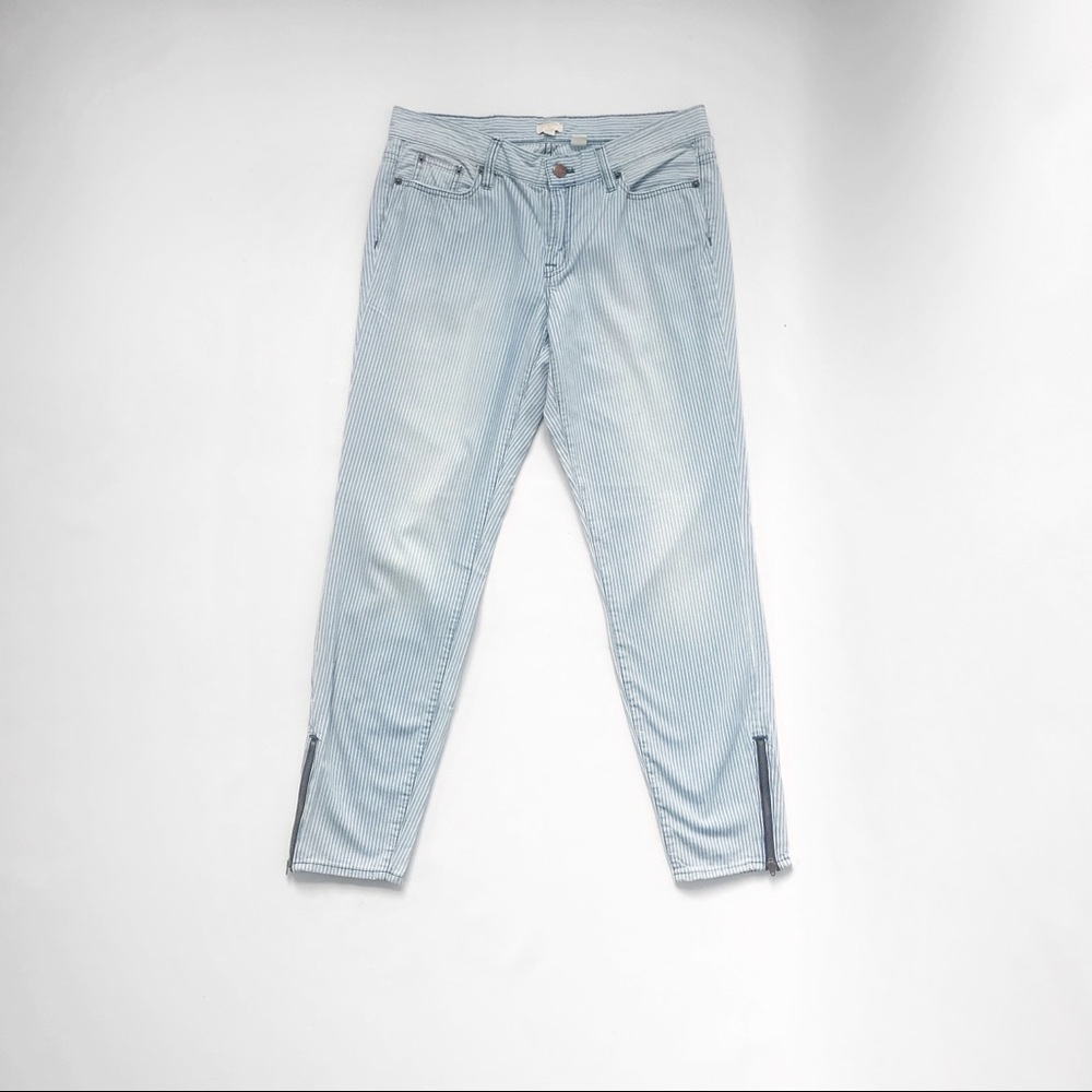 J C R E W • Railroad Stripe Toothpick Jeans